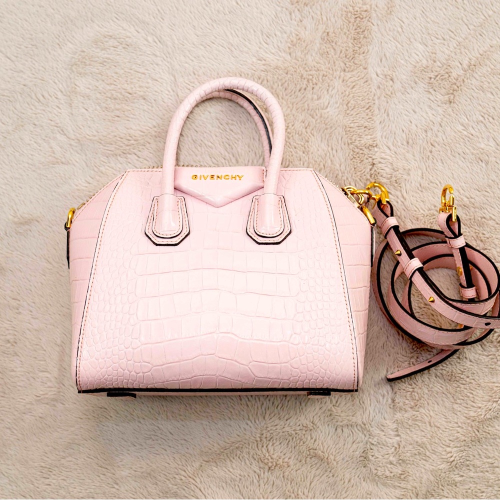 Mini Antigona - Pink Crocodile Effect